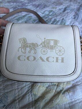Coach Chalk Pebbled Leather Signature Saddle Bag